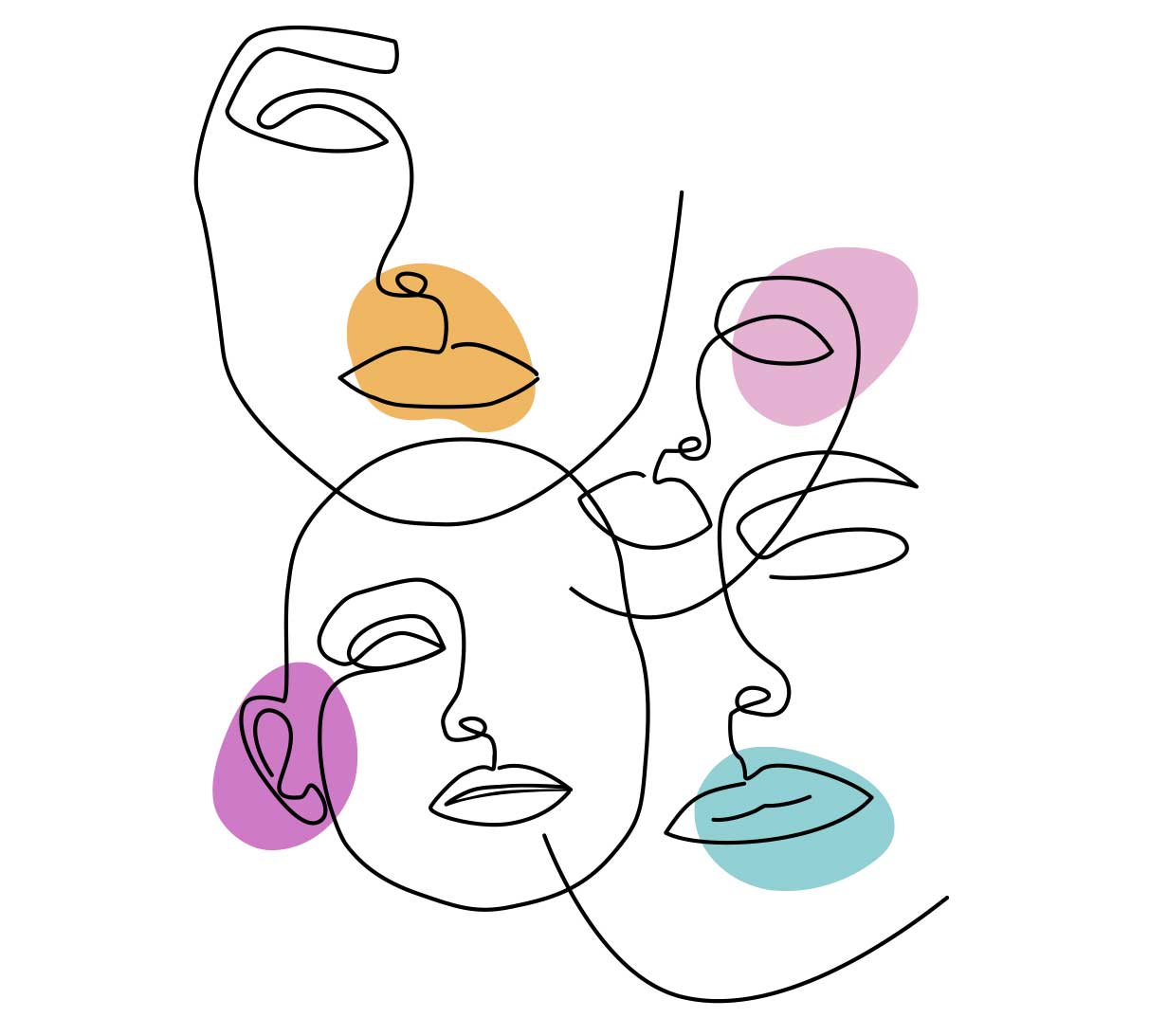 Thérapie en groupe - Visages qui échangent - Gestalt-thérapie -